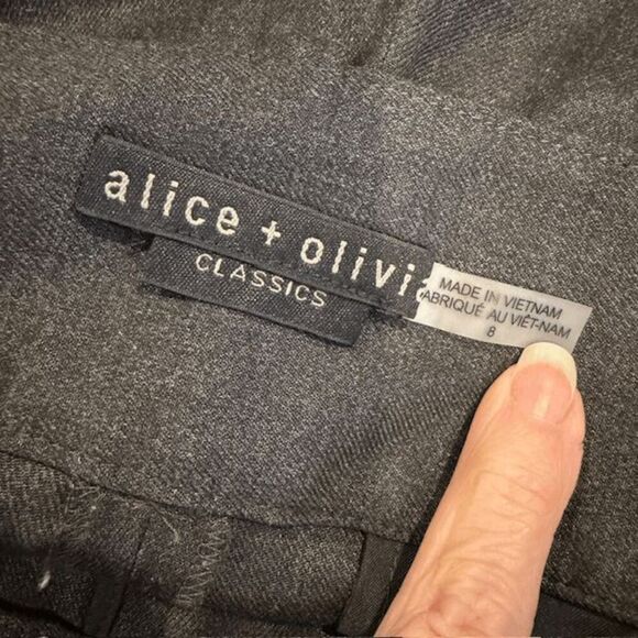 Alice + Olivia Stacey Slim Trouser Charcoal Gray Pockets Zip Hem Size 8 - Picture 7 of 14